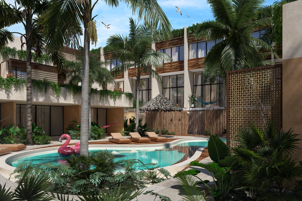 Patio general y área común en Amaité Telchac