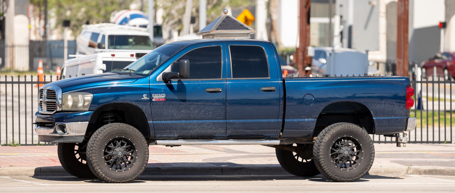 Miami, FL, USA - April 22, 2020: Tough truck Ram 2500 Heavy Duty Turbo Diesel Cummins