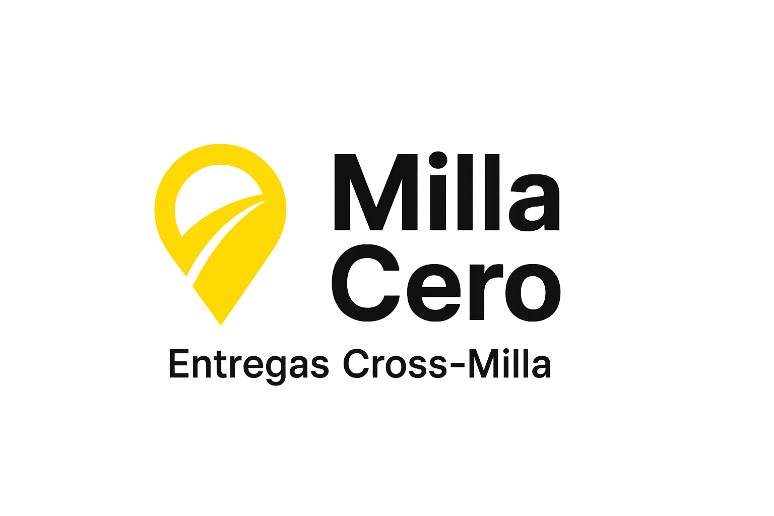 Logo for Milla Cero with a yellow map pin and text Entregas Cross-Milla on a gradient black background.