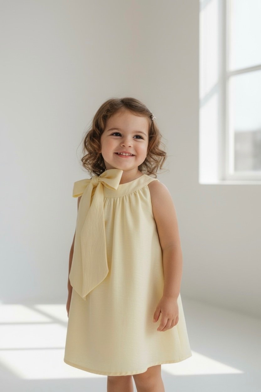 Vestido amarillo con moño