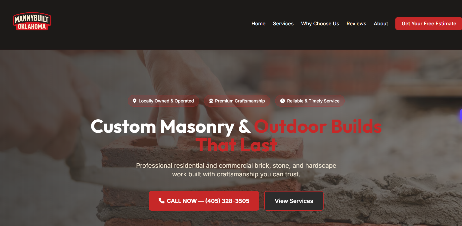 Manny Built Construction website preview