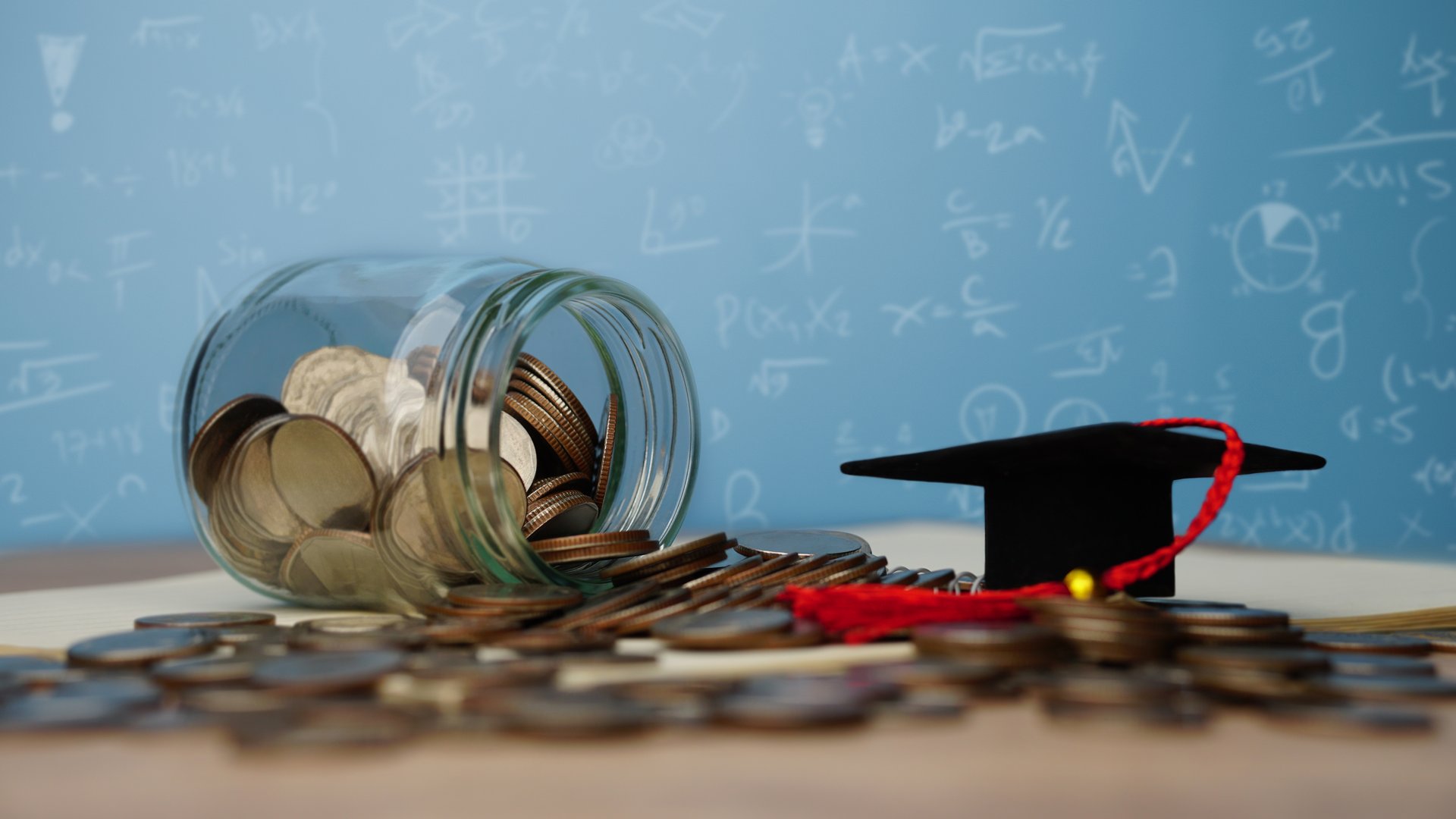 Student success concept and investment in education, long-term financial returns, future career growth, silver medals and books.