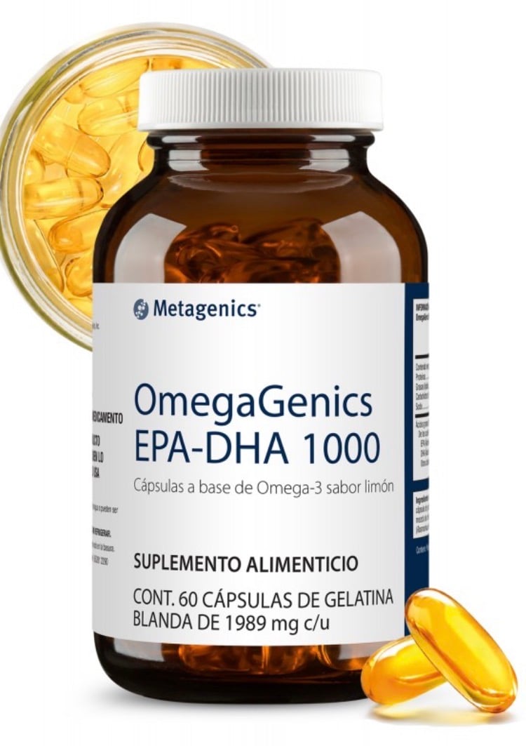 OmegaGenics EPA-DHA 1000 omega-3 de alta pureza para salud cardiovascular y cerebral
