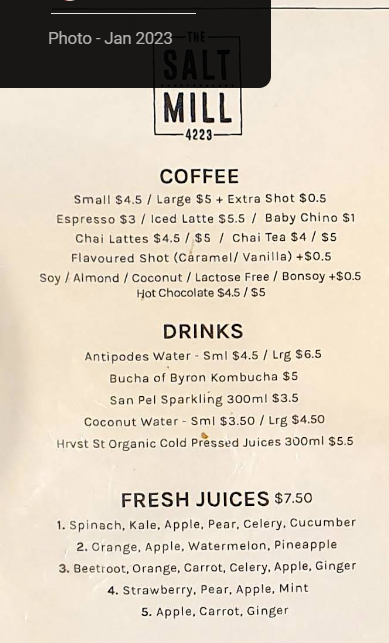 The Salt Mill menu items