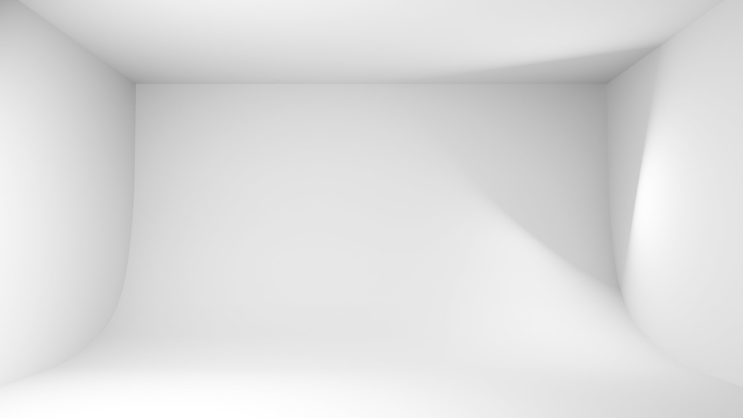 A stark, all-white interior featuring smooth curved corners, soft natural shadows, and a spacious empty backdrop. Ideal for product displays, backgrounds, or design concepts. 3d render illustration