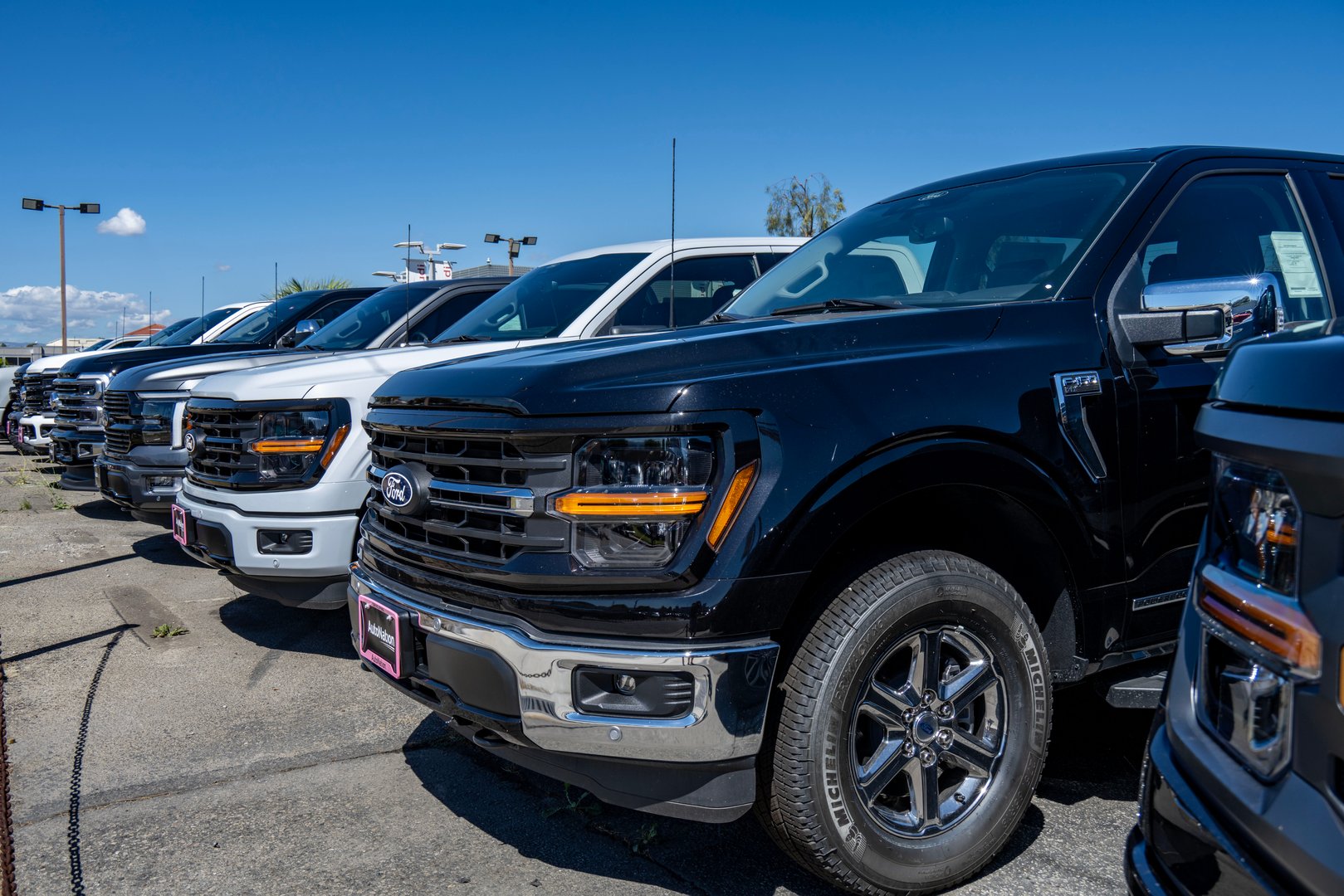 A view of a few brand-new Ford F-150 trucks, the best-selling truck in America, at the Autonation Ford Dealership in Santa Clarita, California