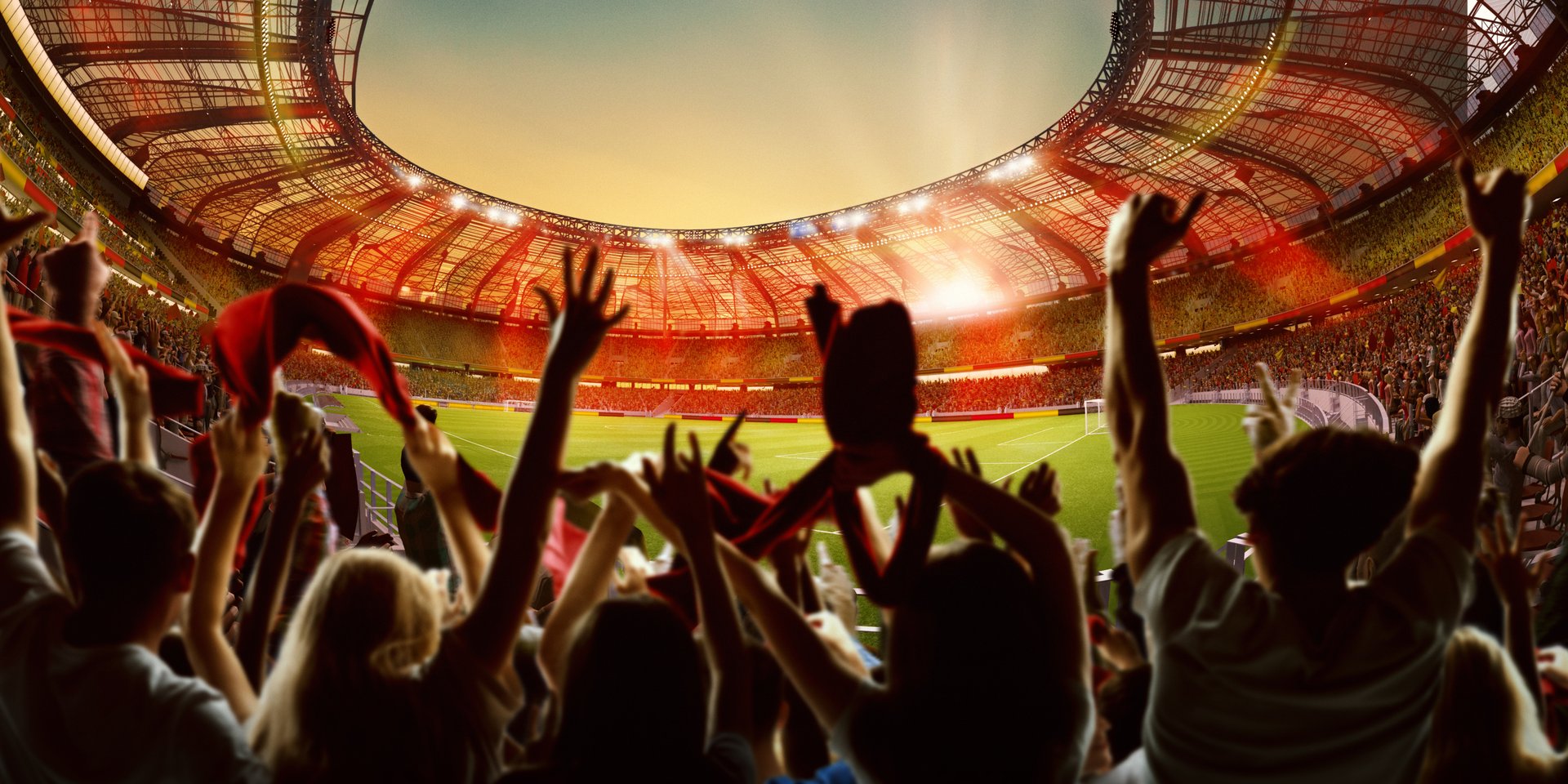 Estádio de futebol com torcedores