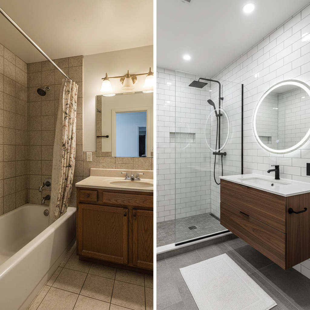 Contemporary bathroom with freestanding tub