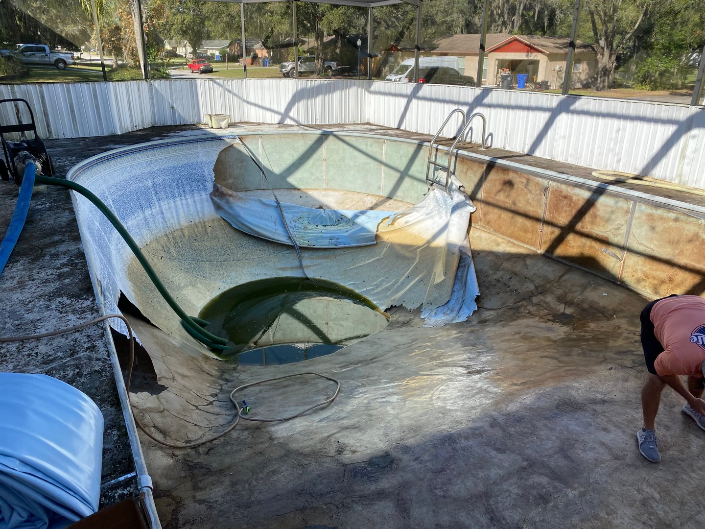 Pool before vinyl liner replacement