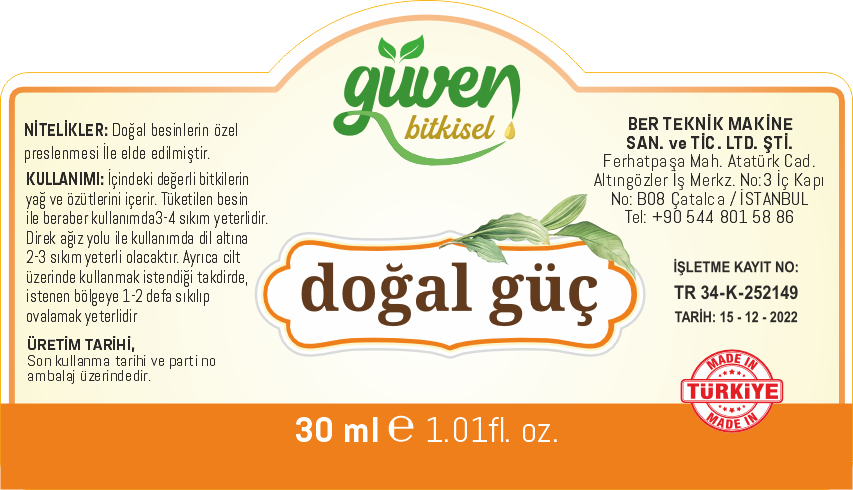 DOĞAL GÜÇ Etiket
