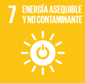 Icon for UN Sustainable Development Goal 7: Affordable and Clean Energy, featuring a sun and power button on a yellow background.