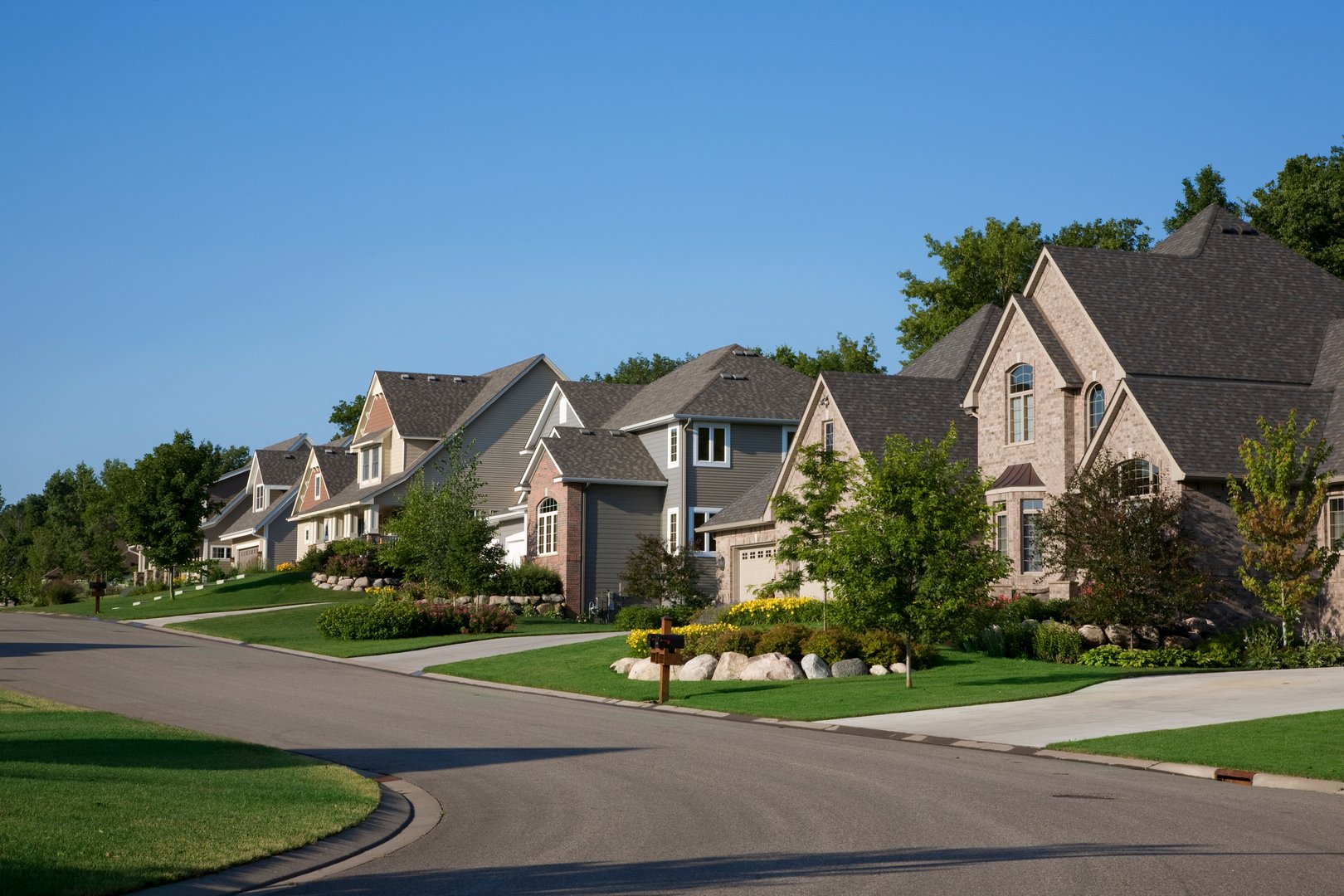 Nice upscale homes on suburban street