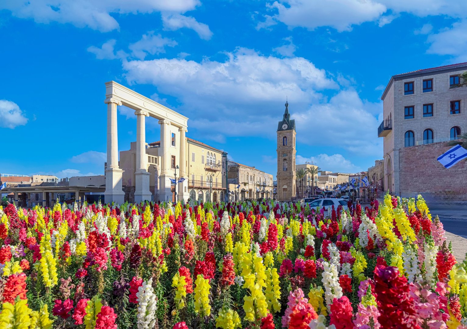 Scenic Tel Aviv Namal Yafo historic Old Jaffa port with art galleries, boutiques and old houses