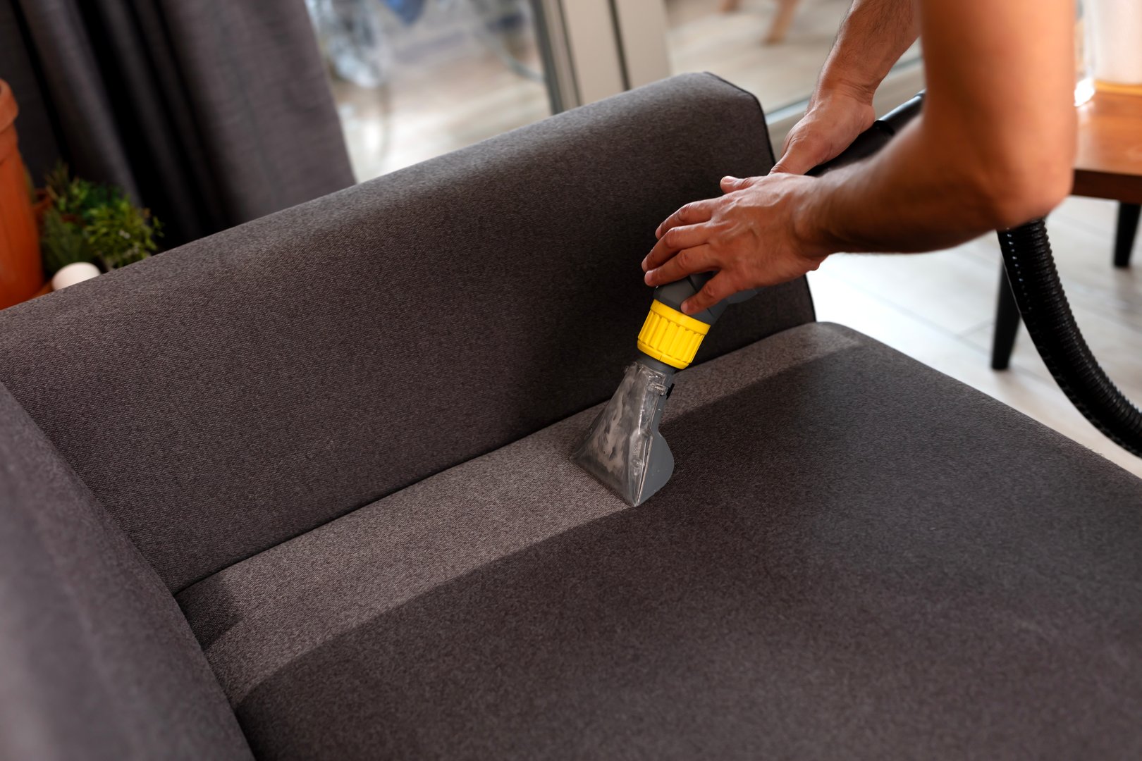 Sofa or armchair chemical cleaning with professionally extraction method.