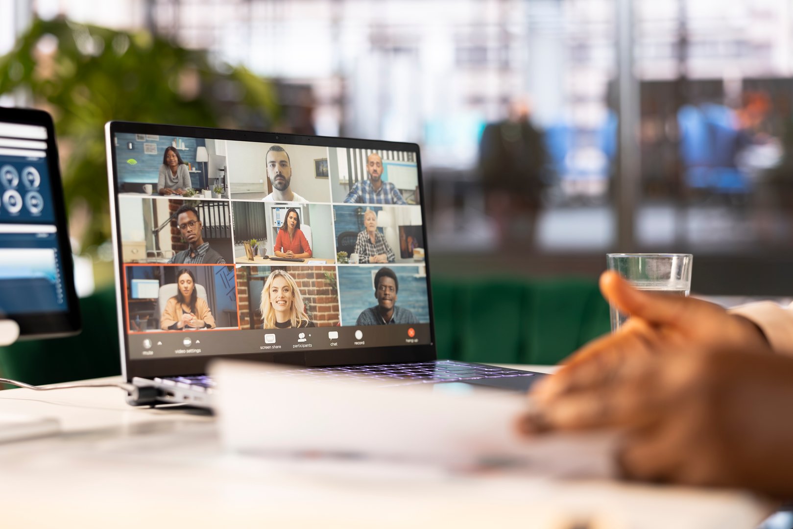 Businesswoman discussing with stakeholders in online videocall, developing sales strategies to increase market share. Close up of manager in videoconference meeting analyzing sales performance