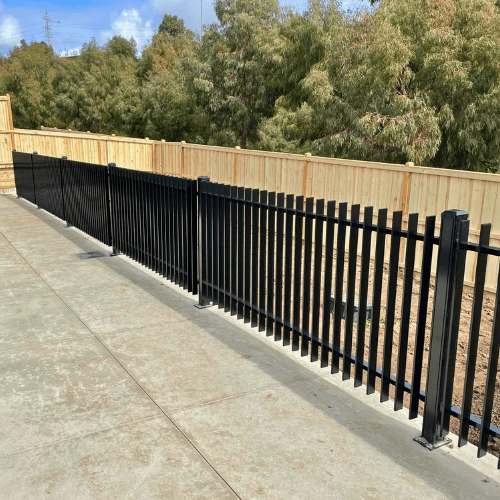Modern timber batten fence