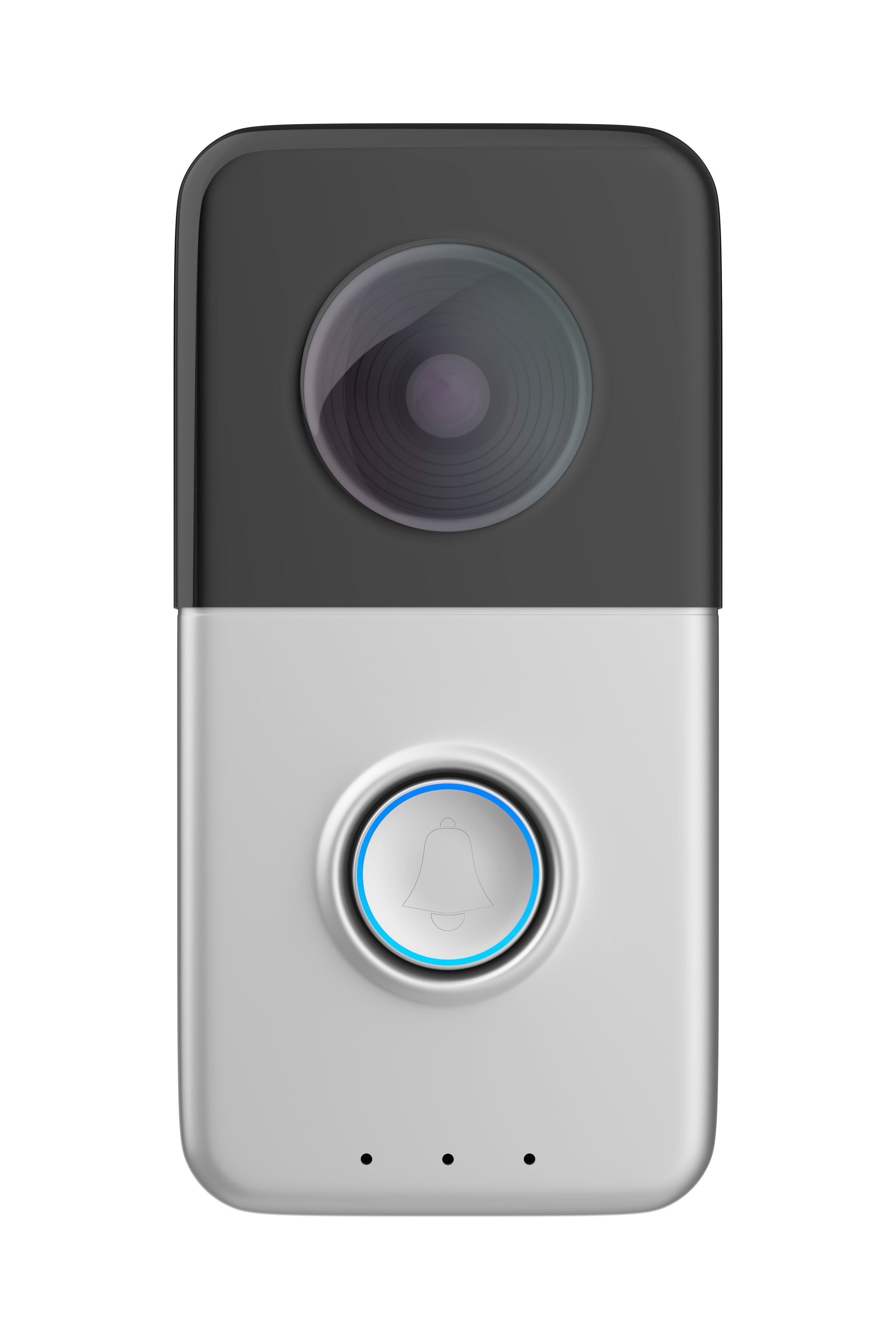 Front view of smart video doorbell isolated on white background