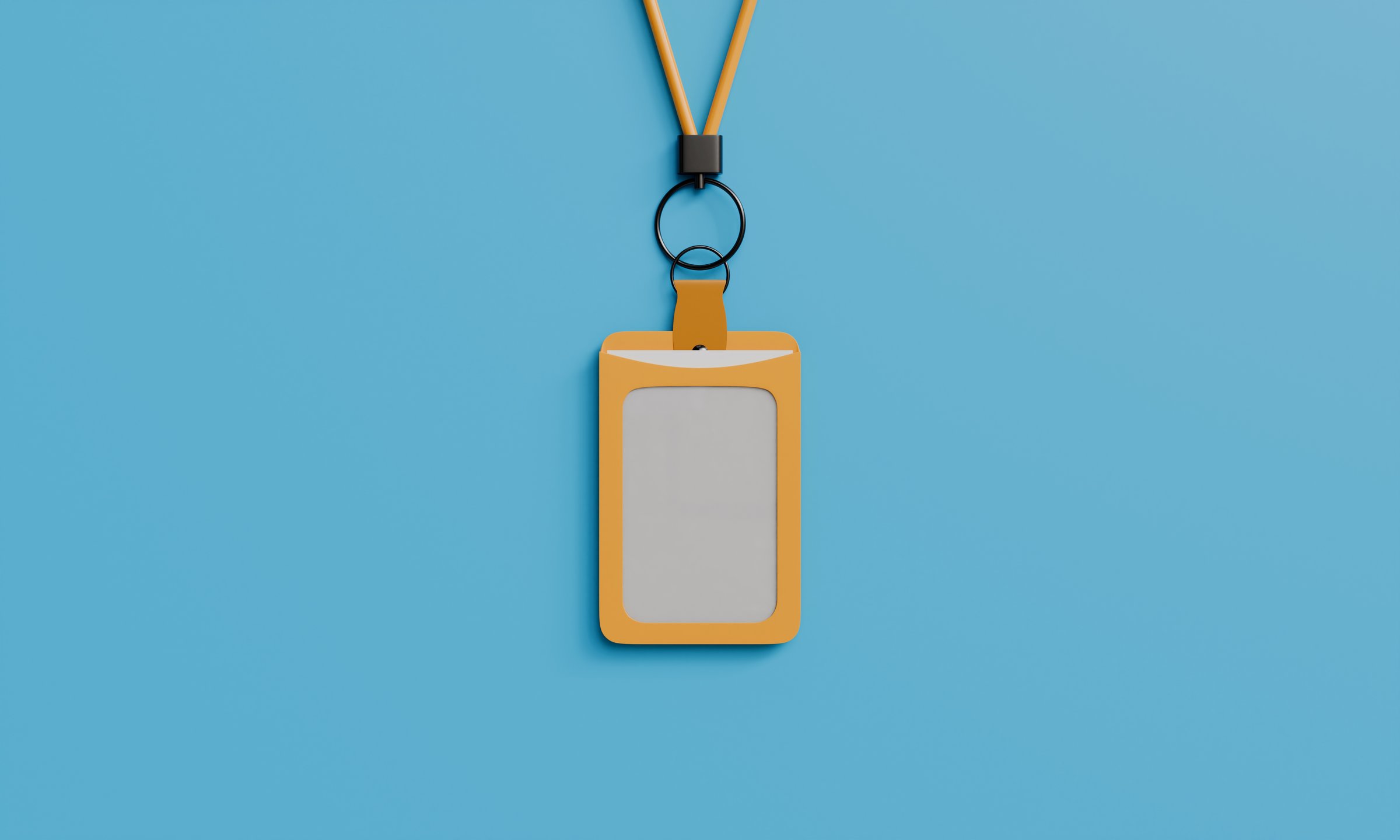 Clear plastic badge id card with yellow neck lanyard