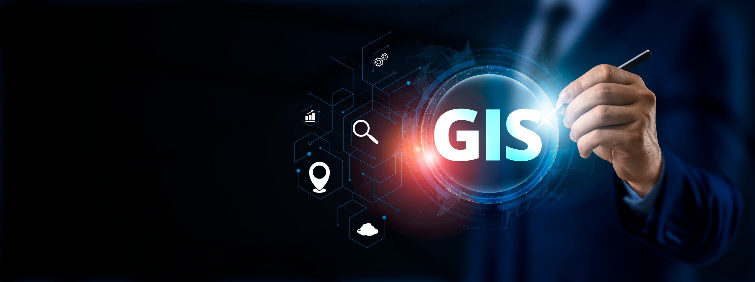 Geographic Information System GIS Modern Industry. Smart Geography Topography Cartography Data Transportation Tracking Concept.