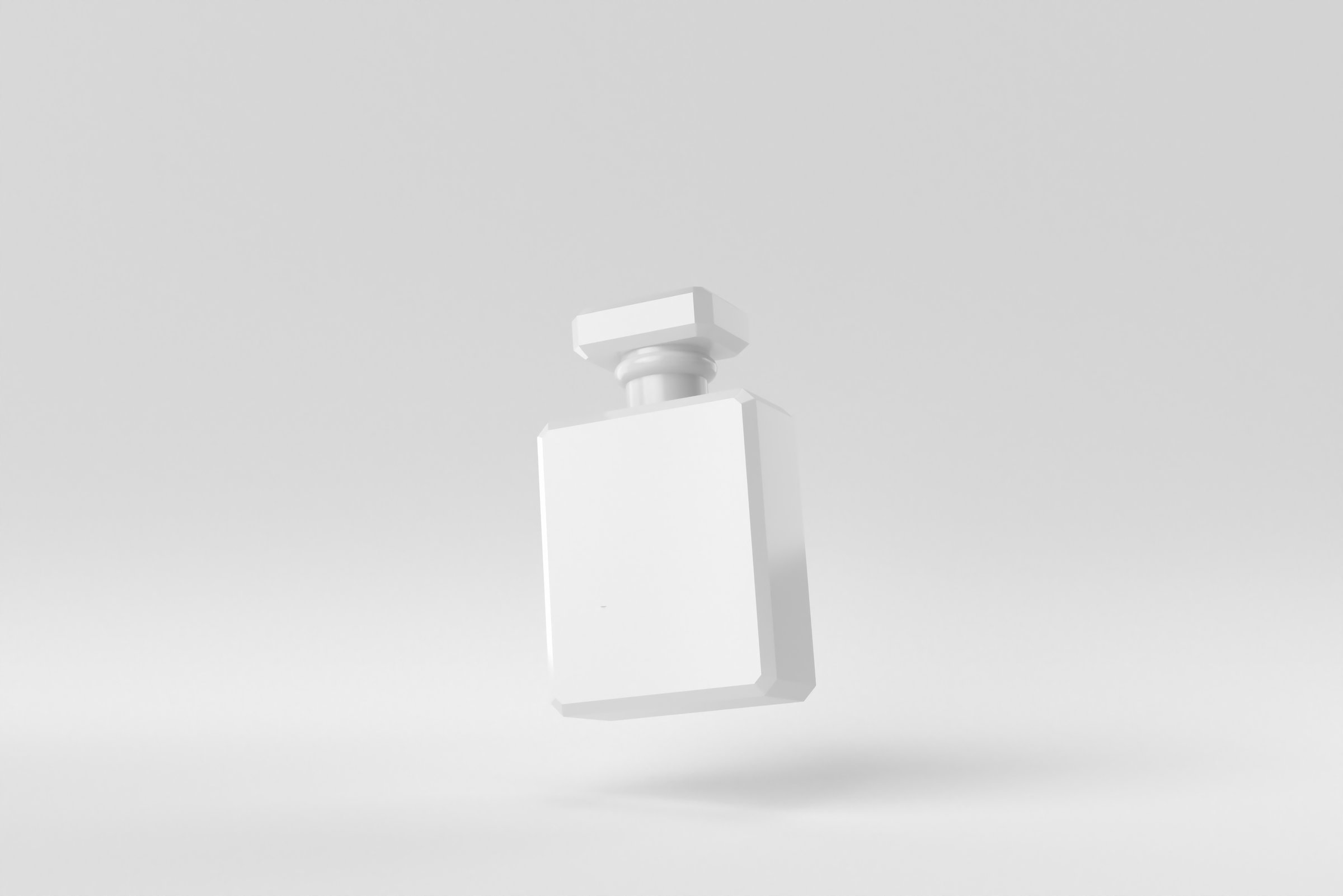 Bottle of essence perfume on a white background. minimal concept. monochrome. 3D render.
