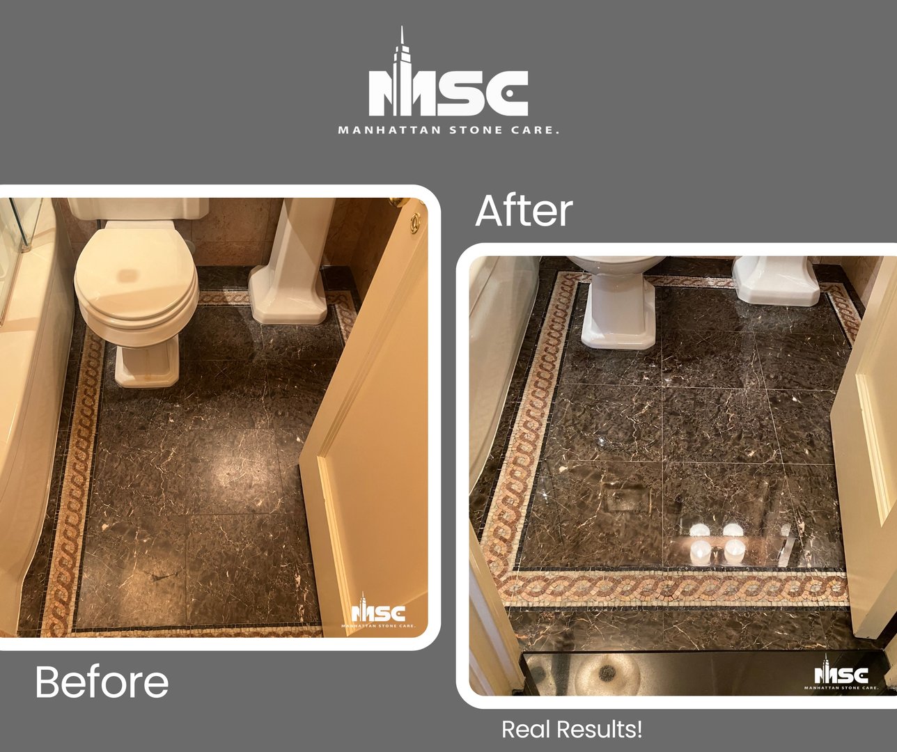 Manhattan Stone Care Terrazzo Floor Restoration before and after in New York City