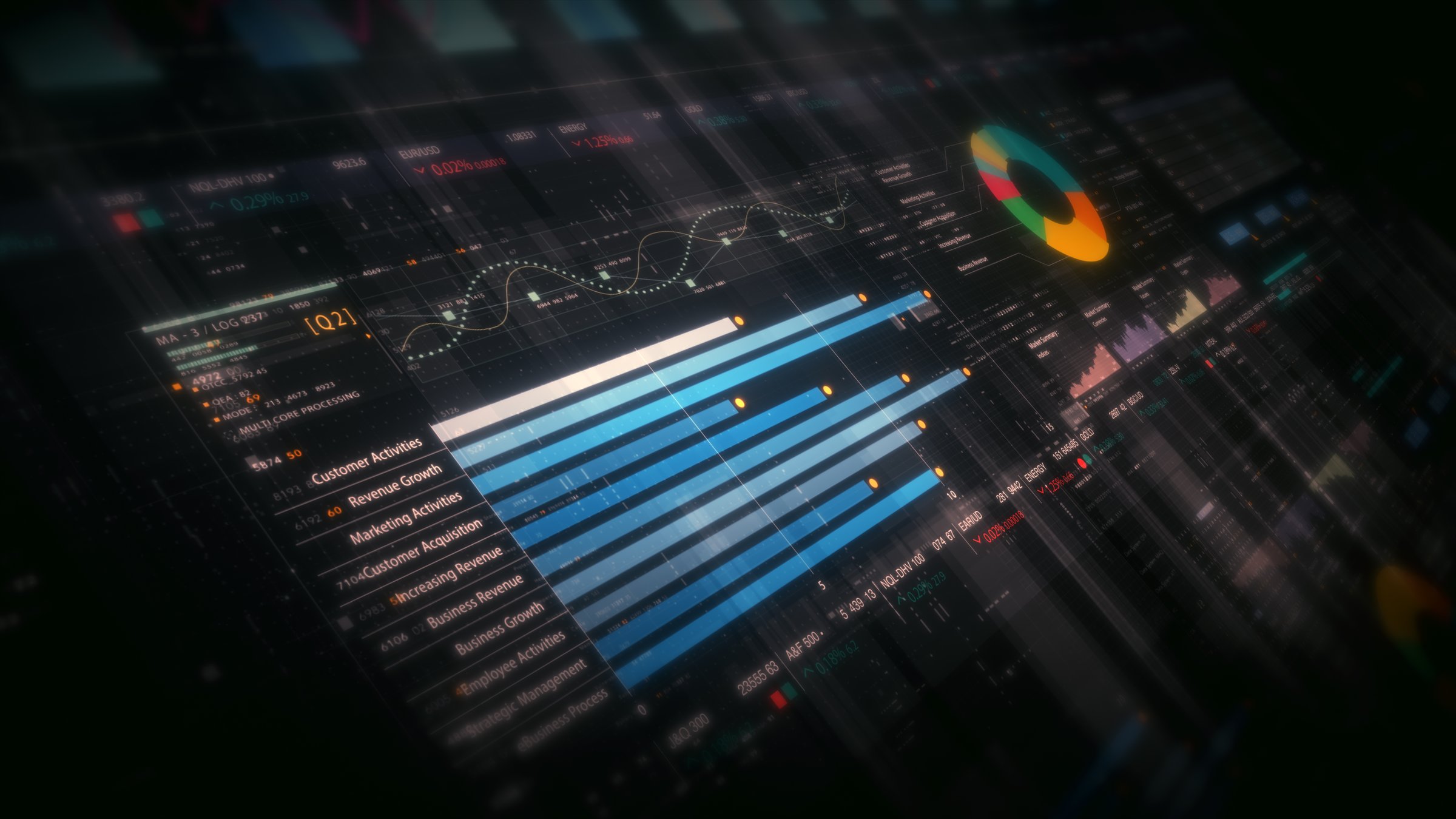 Dynamic data visuals for business info graphics, animated charts, and data-driven insights for a business meeting mock-up. Explore the world of trading, stock exchanges, and crypto
