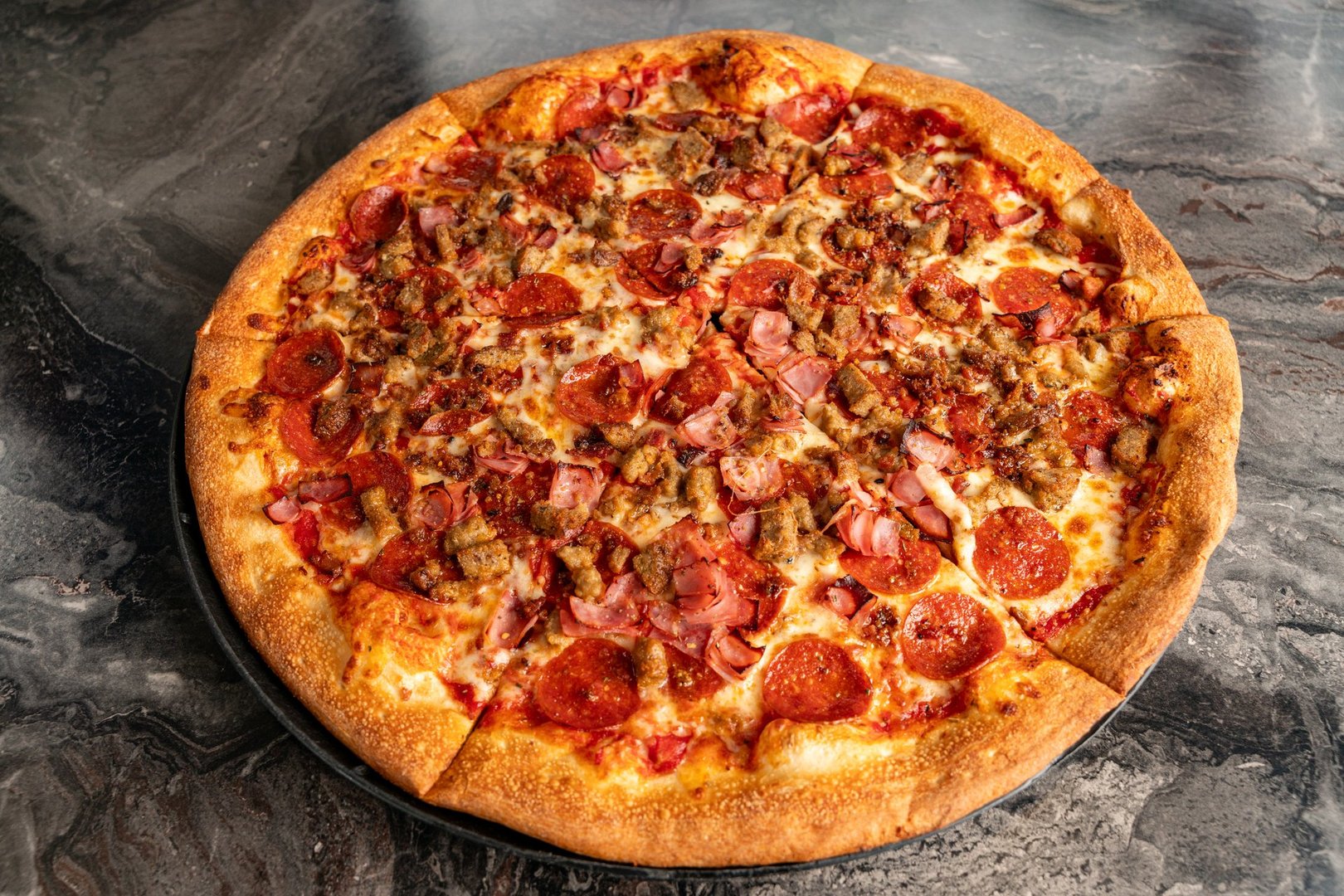 Meat lovers' pizza