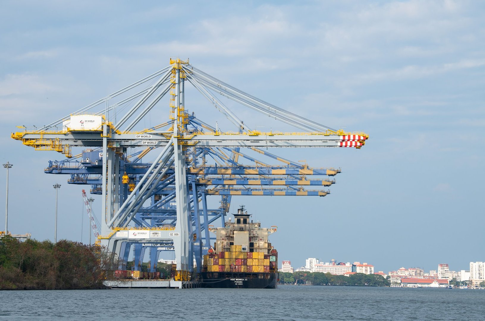 Industrial harbor for container ship cargo terminal transport import and export