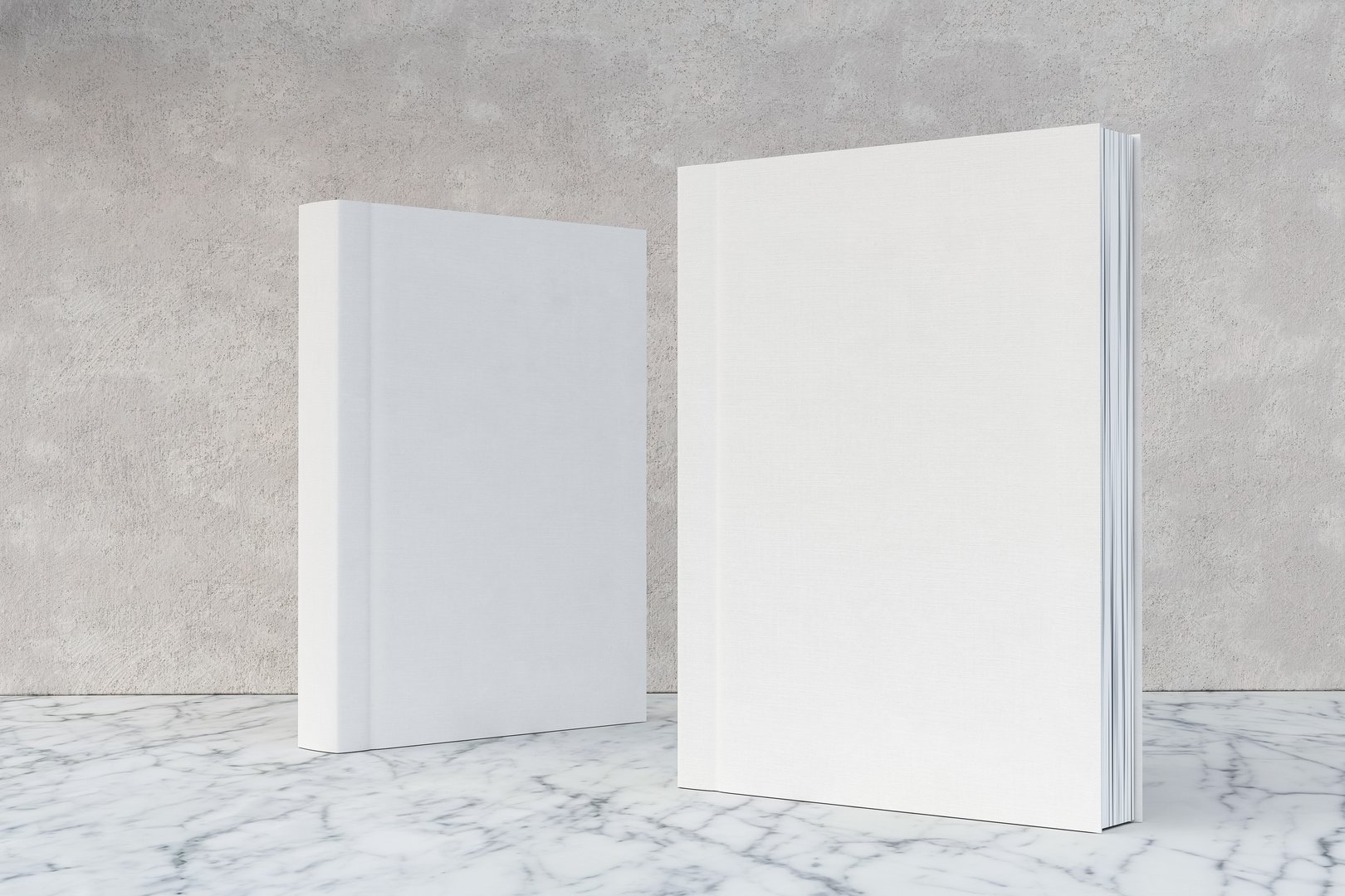 3D Illustration. Mockup of two blank hardcover books for design presentation.