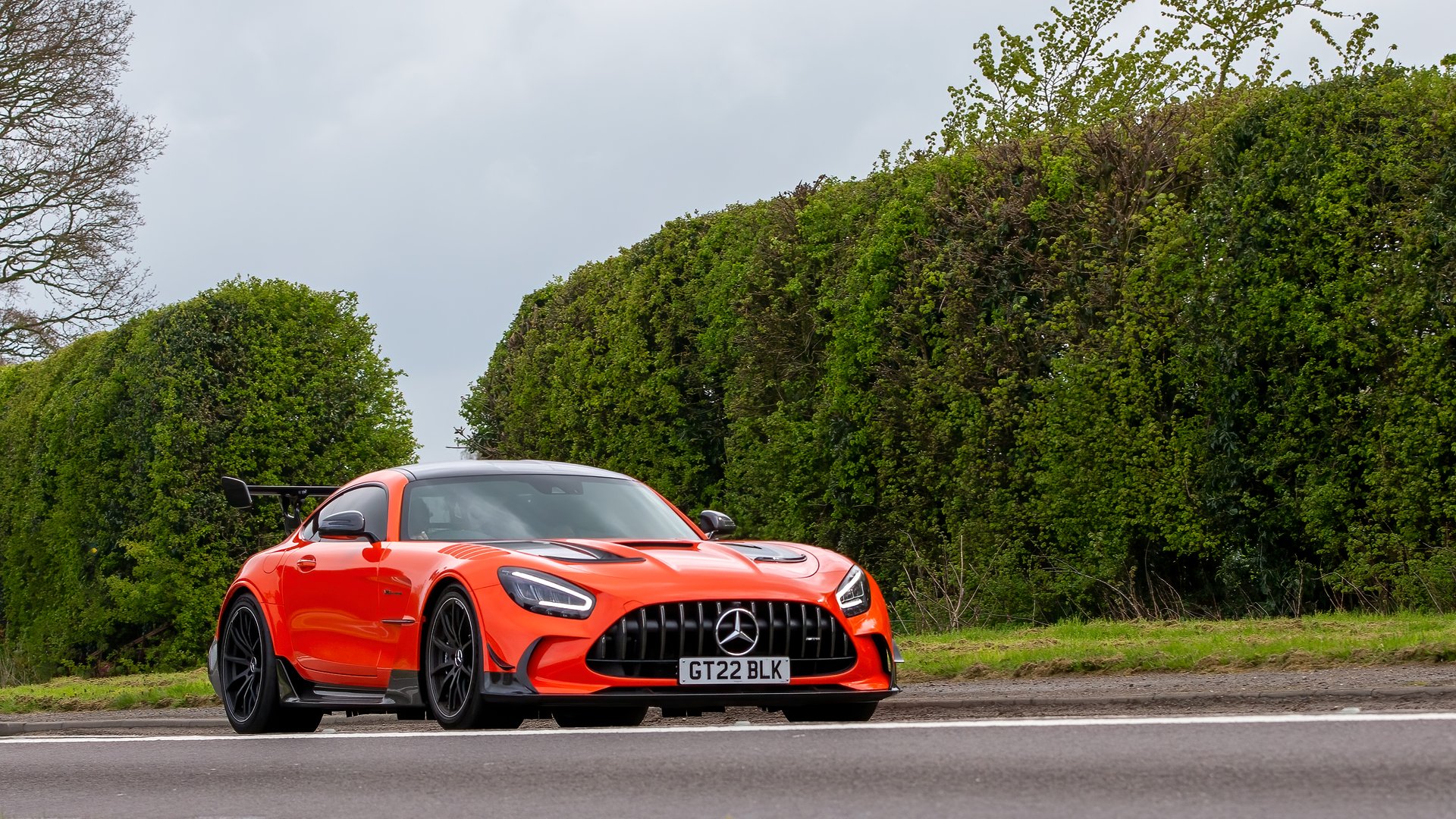 Bicester,Oxon,UK - April 23rd 2023. 2022 orange MERCEDES-BENZ AMG GT BLACK SERIES AUTO car driving on an English country road