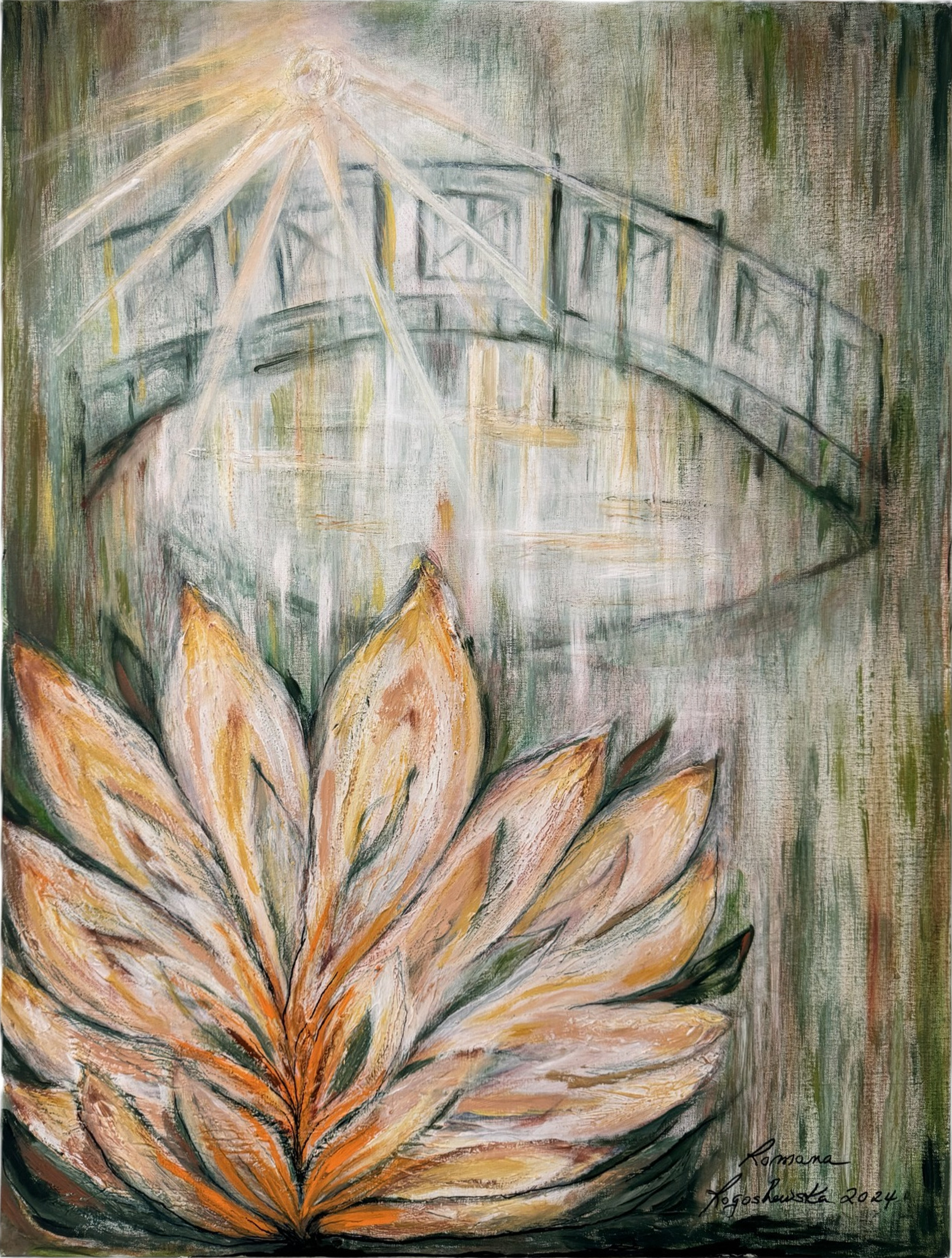The Lotus painting by Romana Rogoshewska