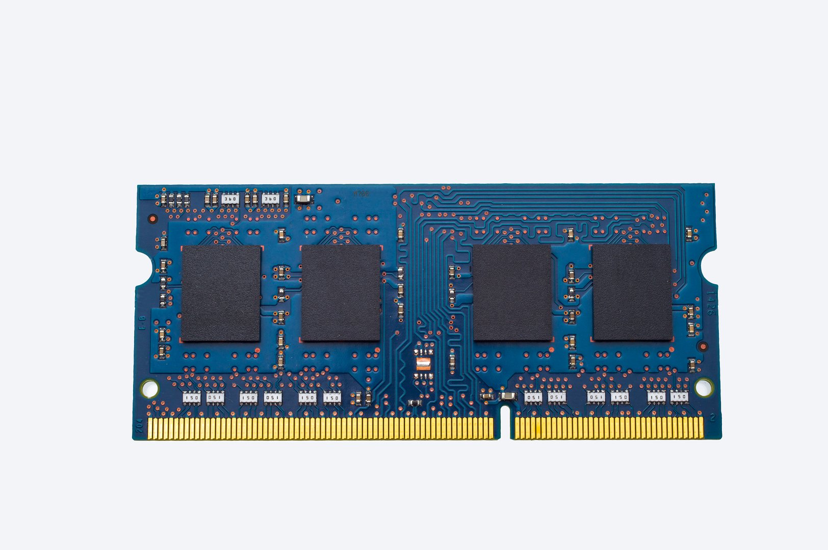 laptop computer memory module color blue in a close up view