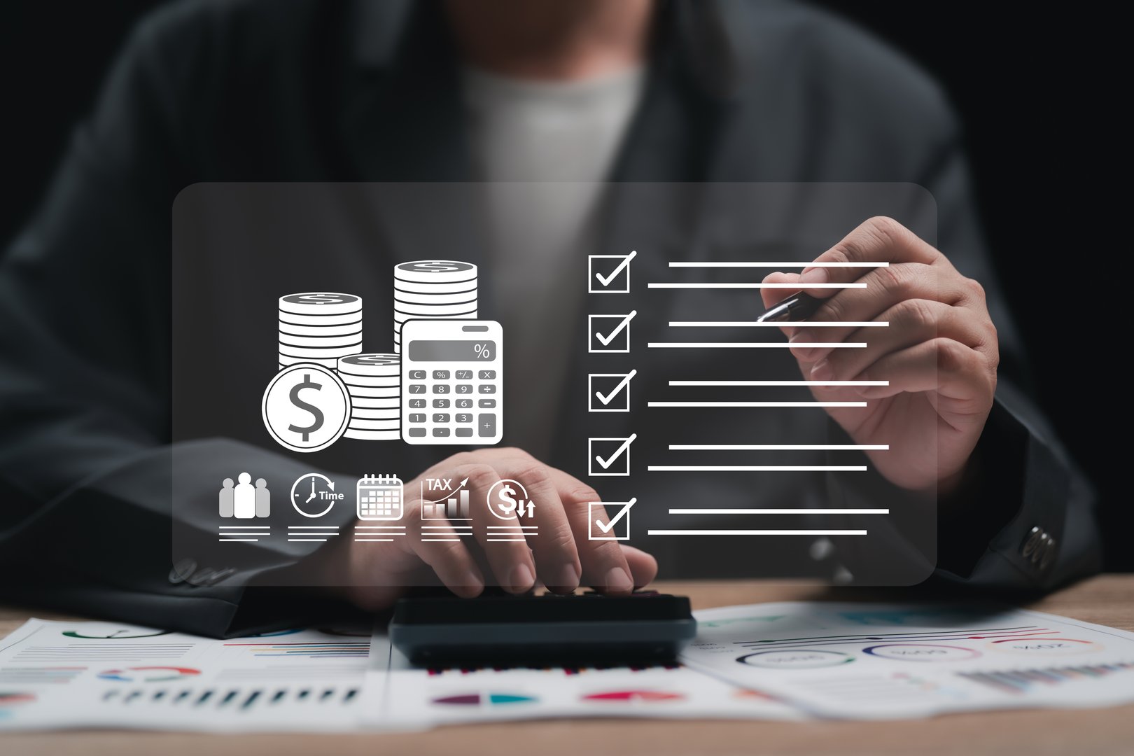 Businessman managing transparent pricing and cost estimates