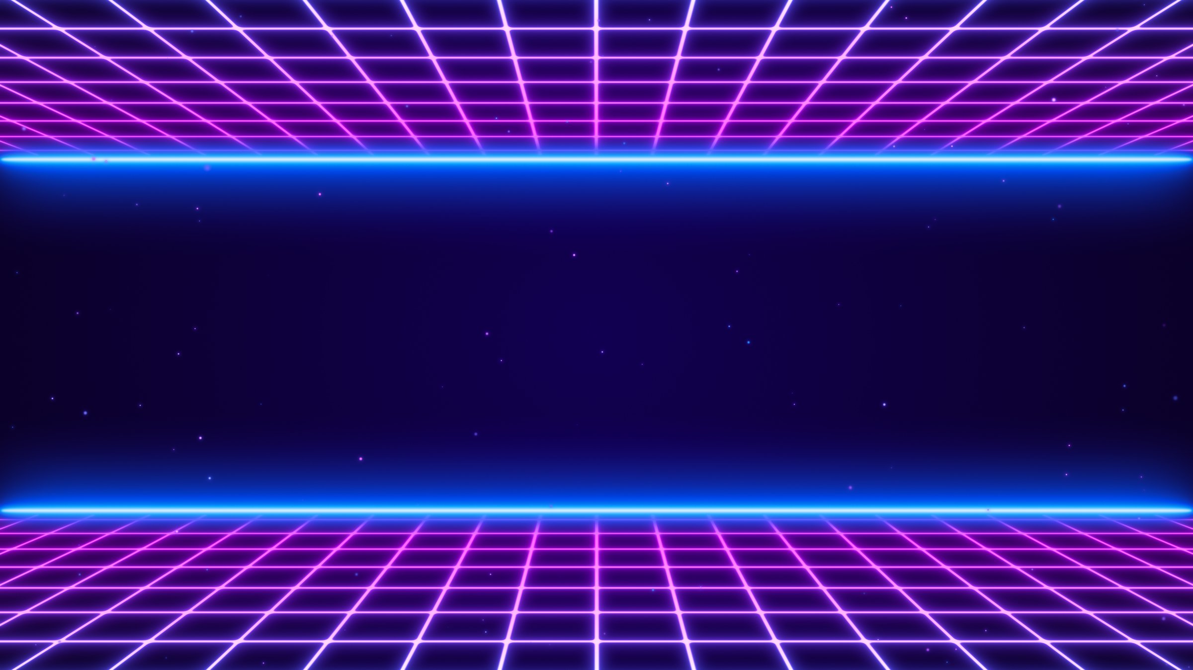 3D Synthwave terrain landscape, digital blue purple glow cyberspace laser neon grid floor perspective, abstract futuristic retrowave poster design, 80s retro night arcade game tech style background