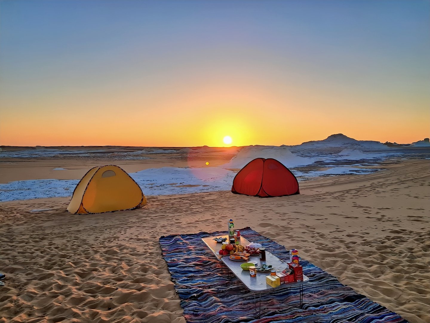 Sunrise  camping white desert egypt