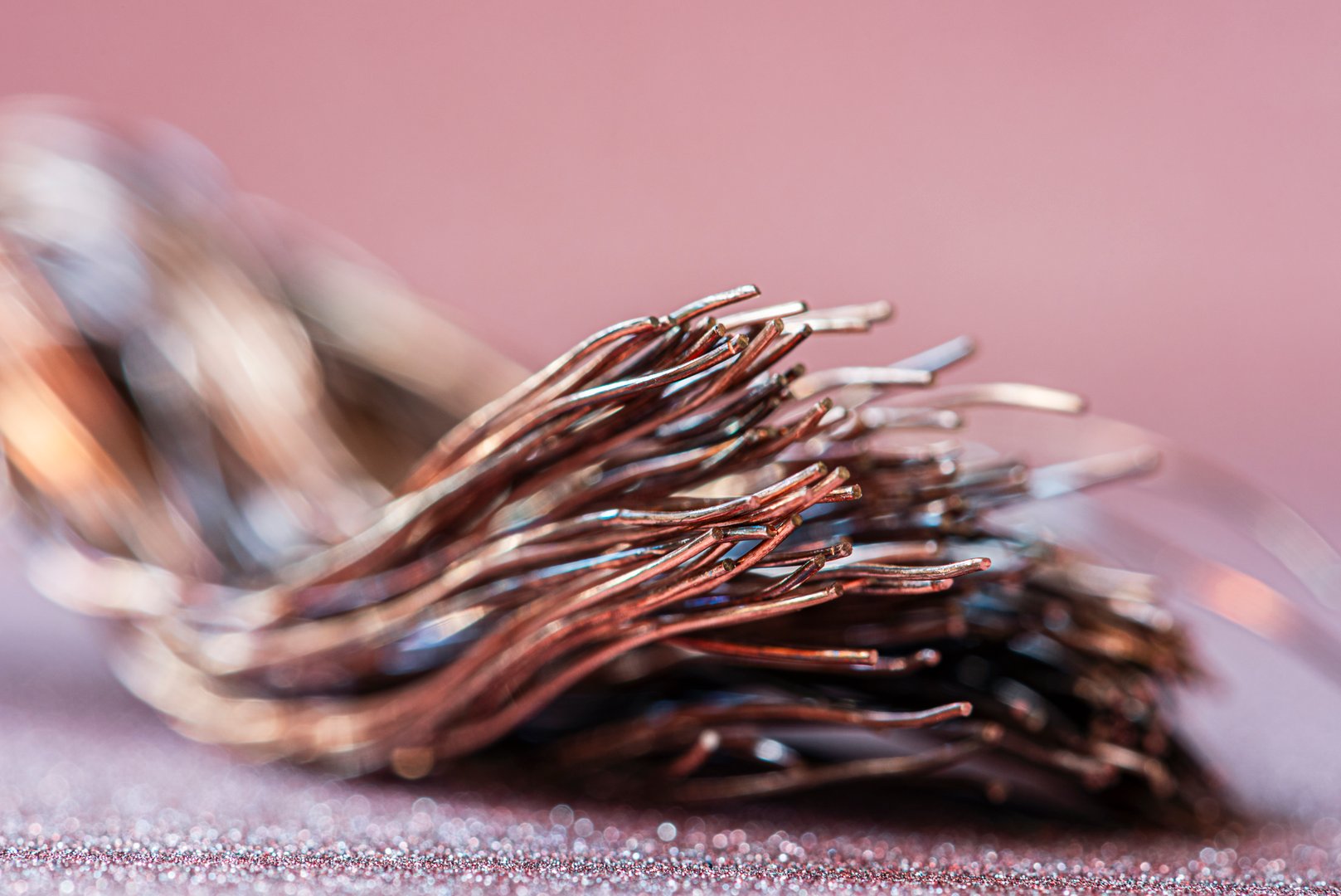 A bundle of copper wire used in electrical cables
