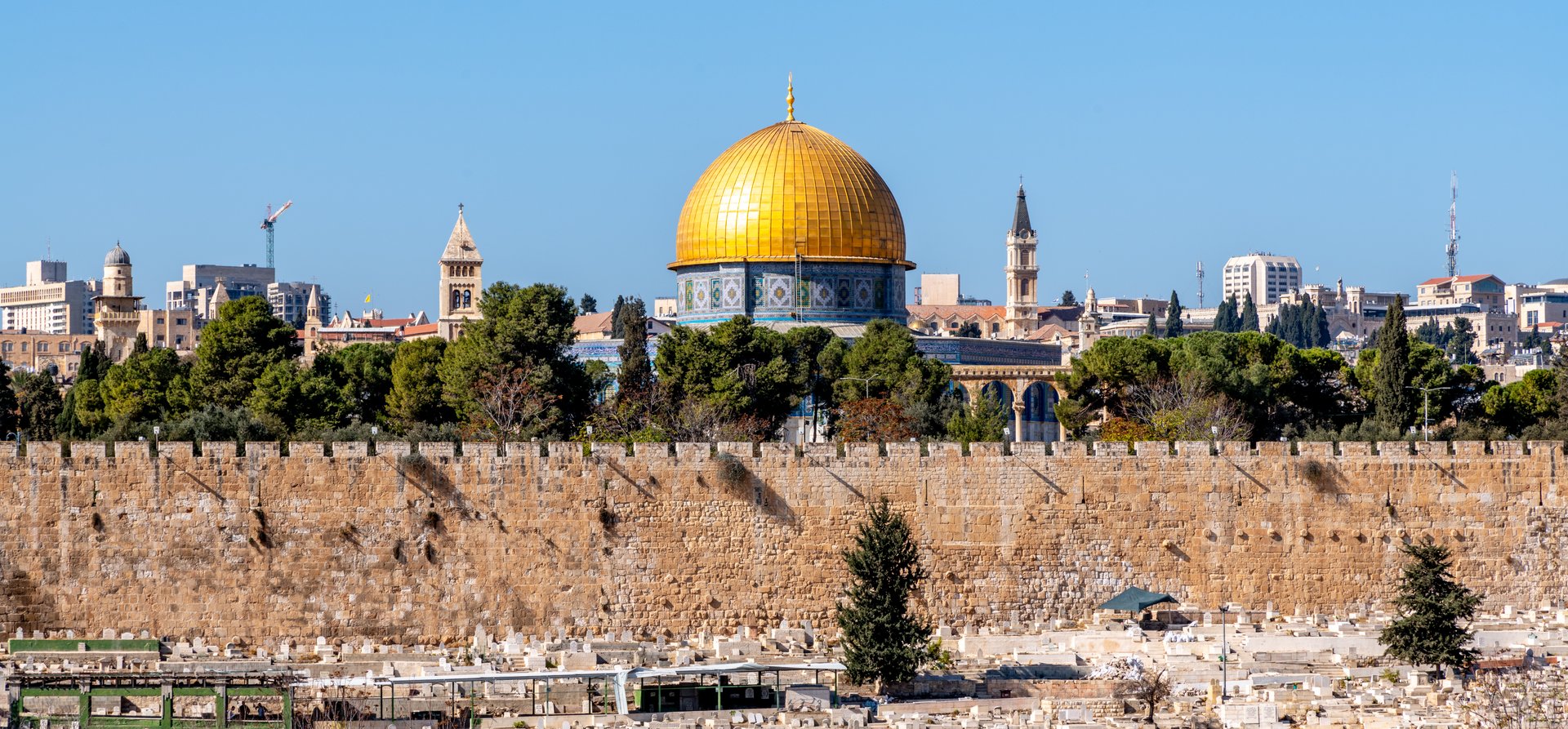 Historic Jerusalem and the Temple Mount looking from the Mount of Olives