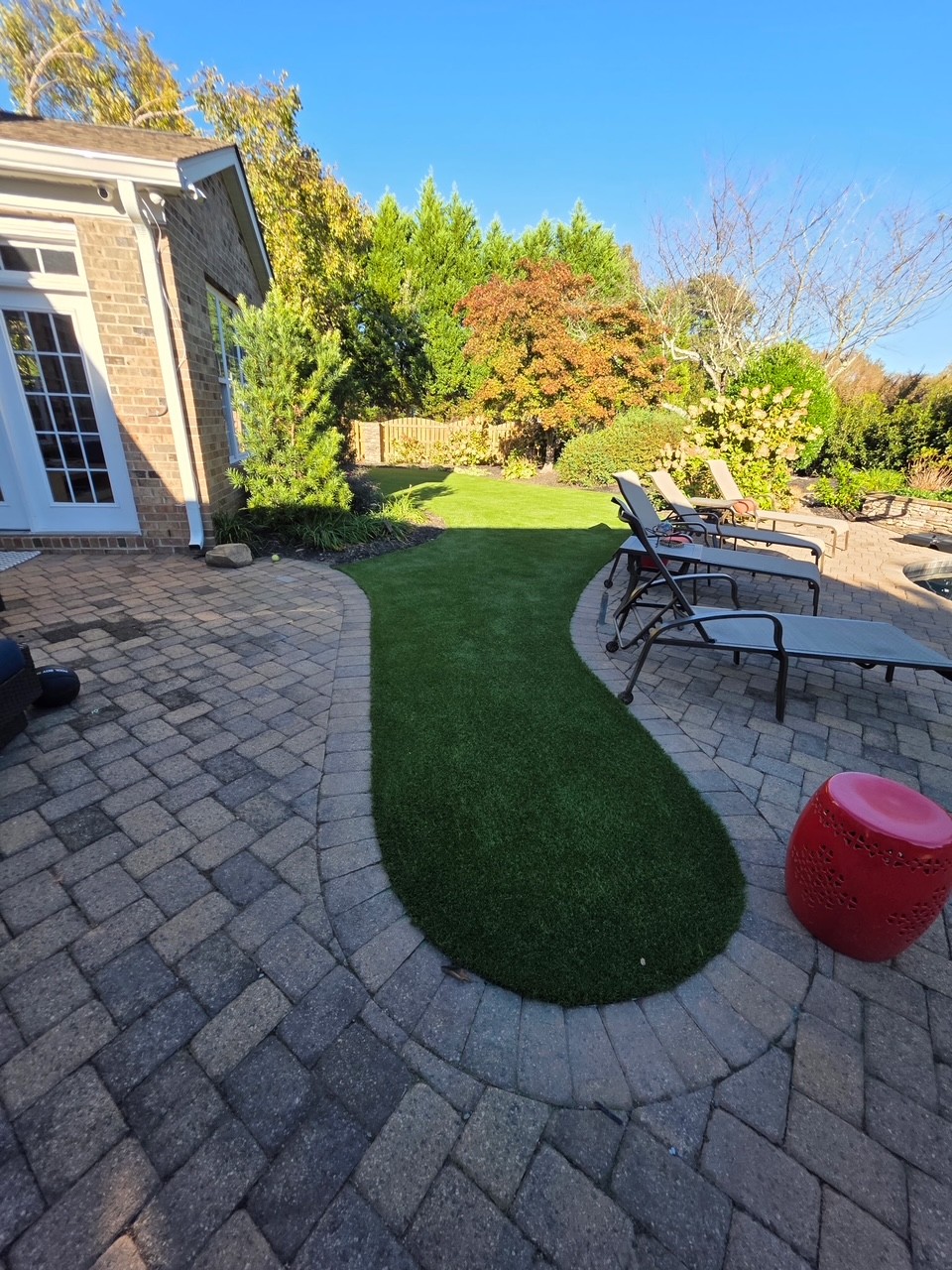 Turfed backyard installation