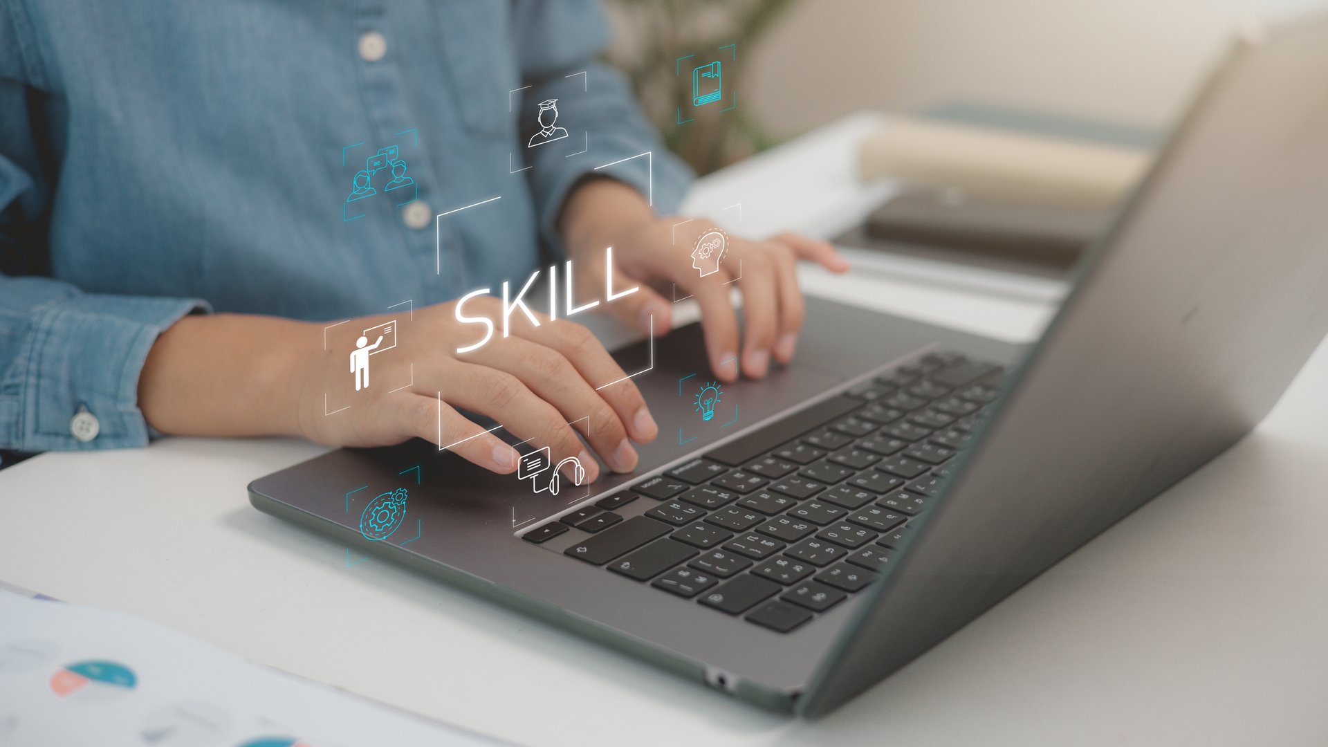 Upskill and personal development concept. employee upskill or reskill, kill training, education, learning, ability, knowledge, and competency for digital transformation.