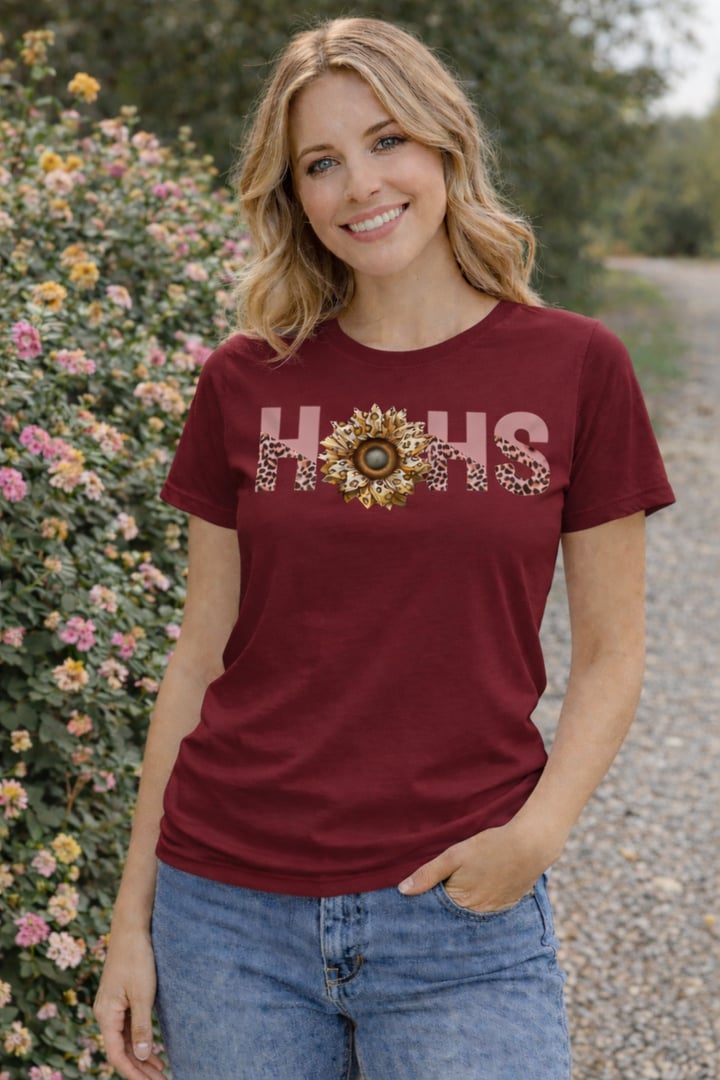 Sunset Bloom Tee Maroon