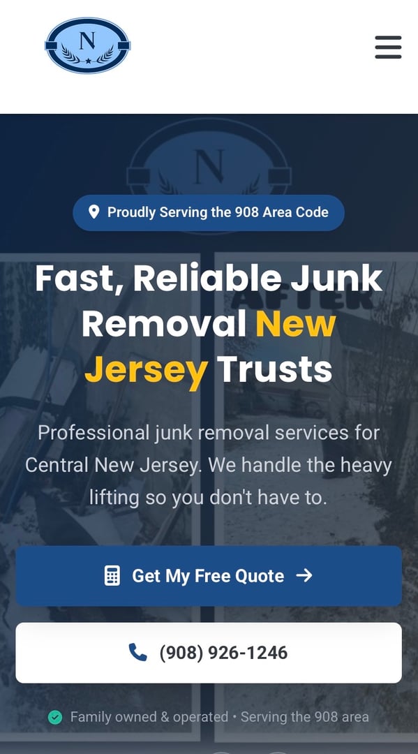 New Starz Junk Removal website homepage