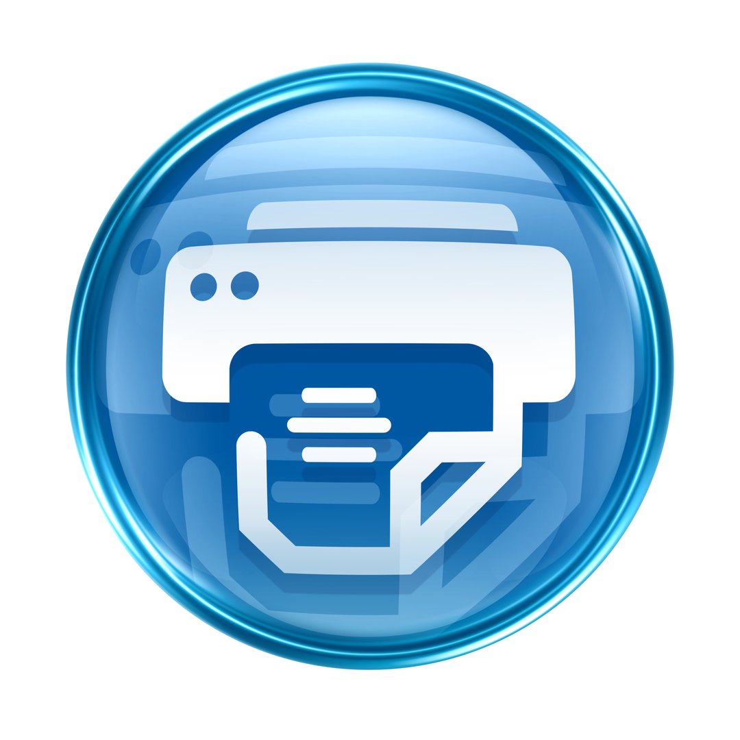 printer icon blue on transparent background