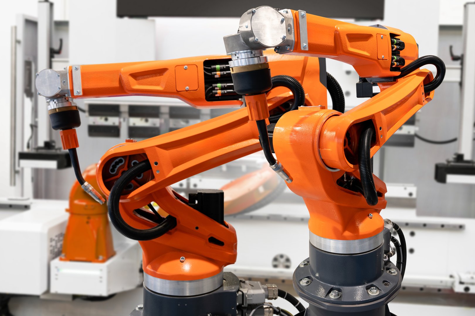Automatic welding robots on a smart factory.