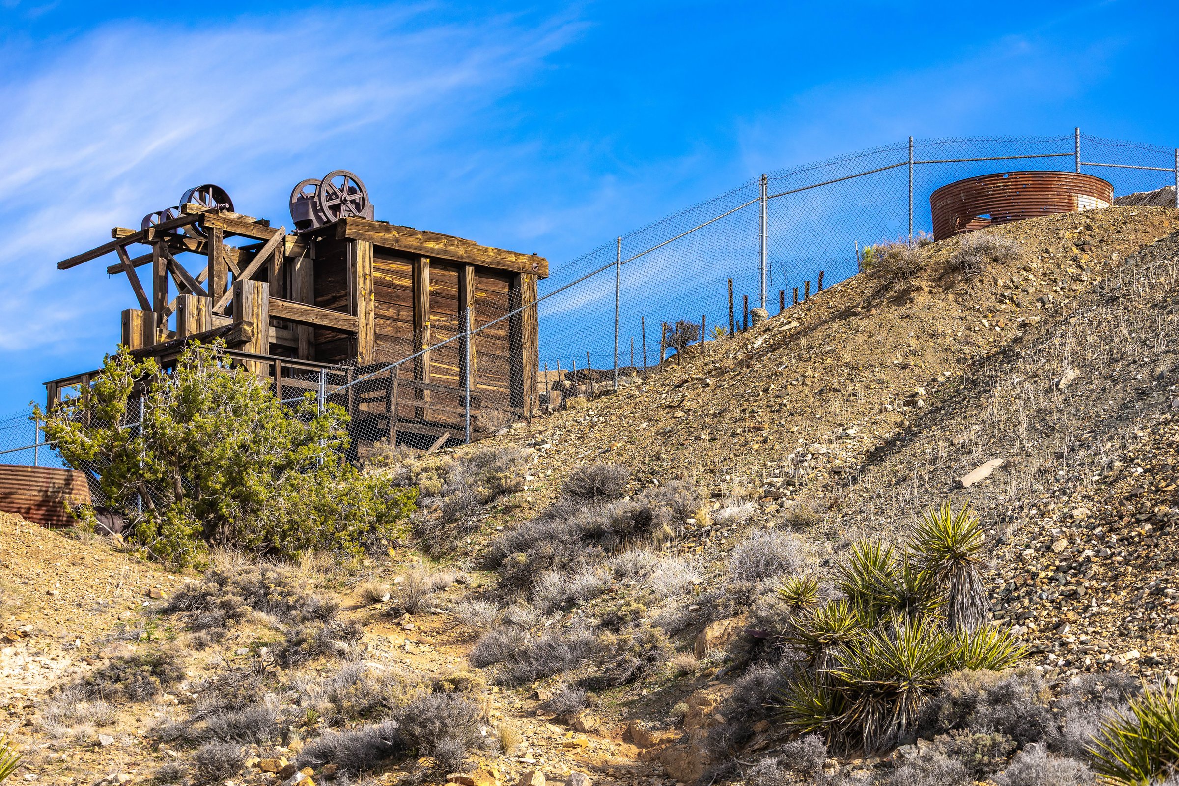 Abandoned historic gold mine ruins