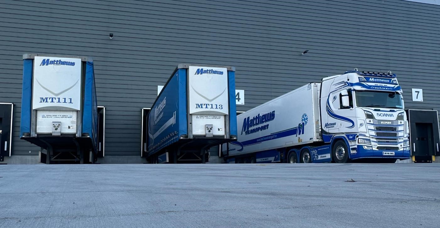 Transport truck in yard