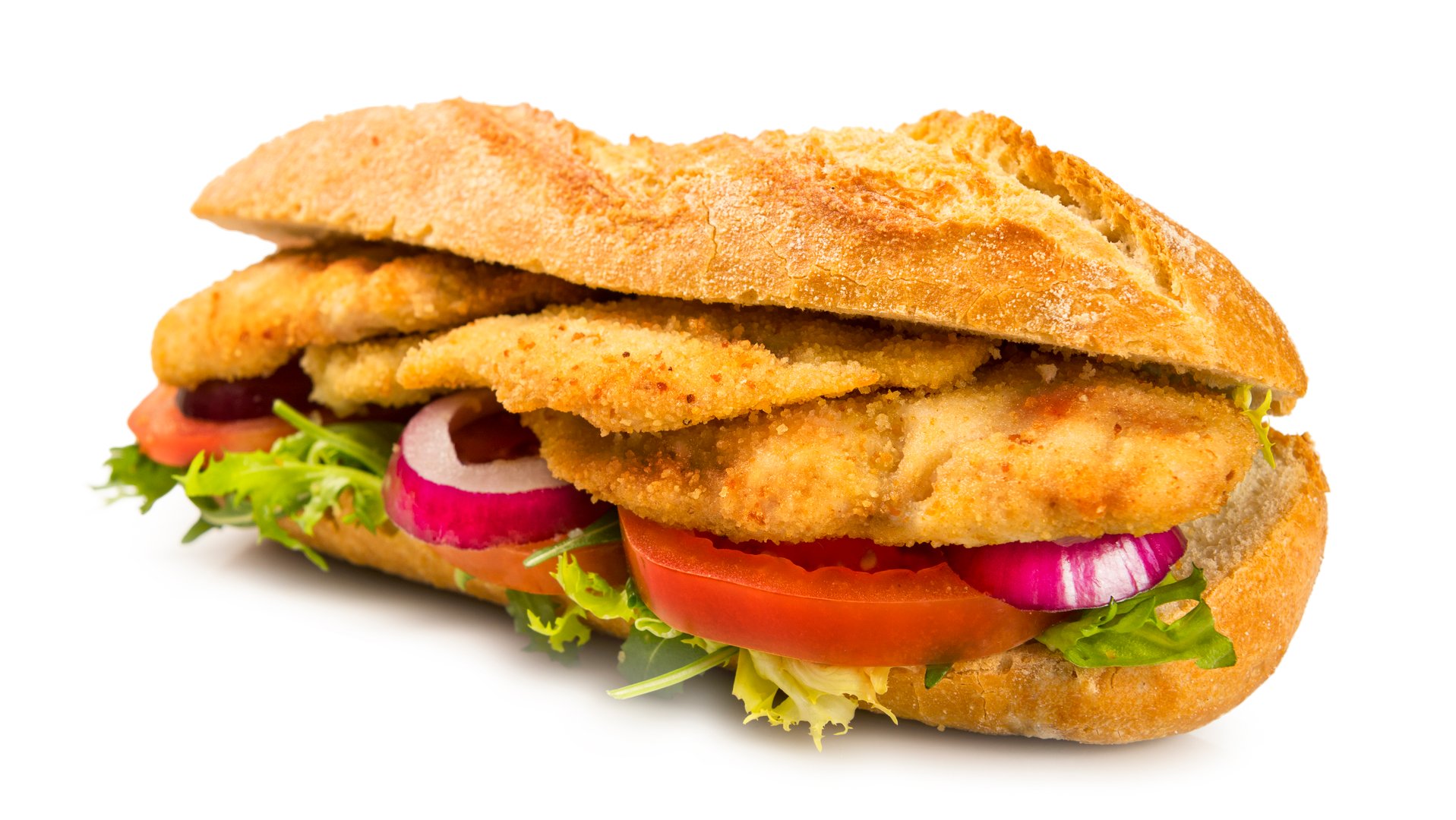 Chicken schnitzel isolated over white background