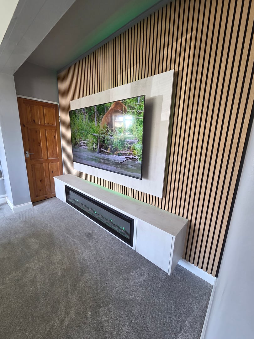 Bespoke media wall design with built-in storage