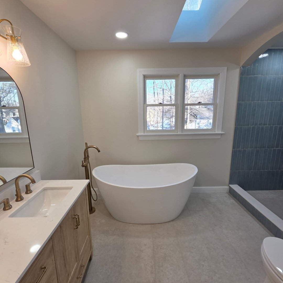 Freestanding tub installation Toledo bathroom remodel