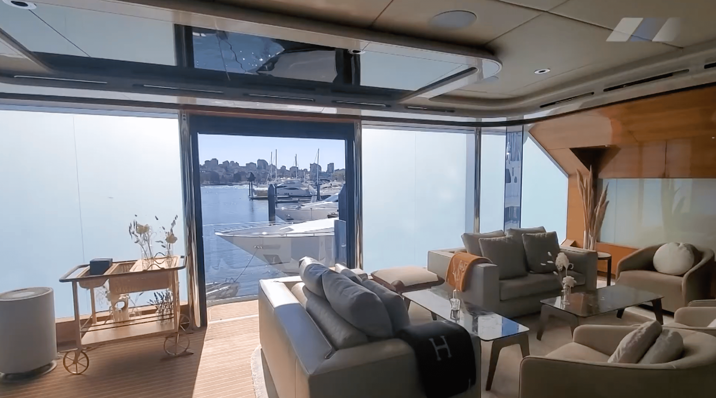 Luxury yacht with smart glass installation