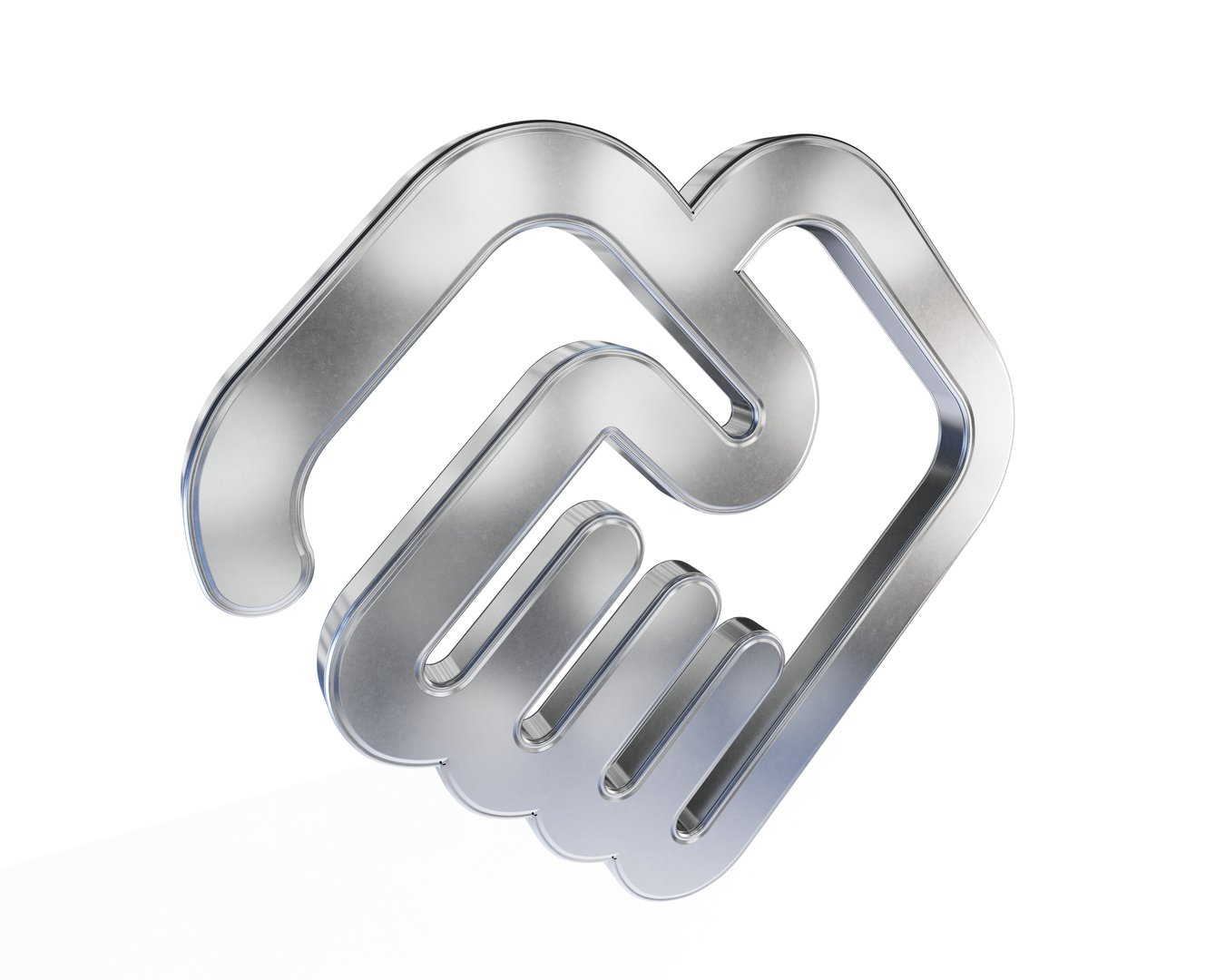 Abstract metallic handshake icon symbolizing partnership. Isolated on white png
